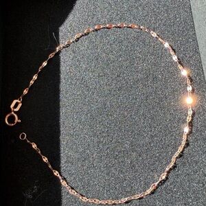 10K Solid Rose Gold Bracelet 6 inch 1.3mm Diamond Cut Chain Mirror link